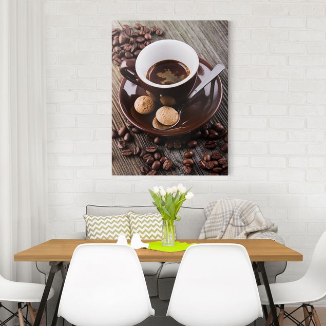 Wanddeko Esszimmer Kaffeetasse mit Kaffeebohnen