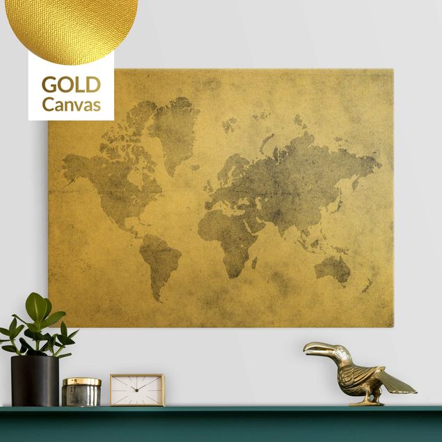 Wanddeko gold Vintage Weltkarte II