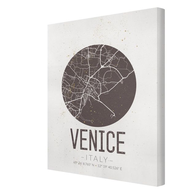 Leinwandbilder Italien Stadtplan Venice - Retro