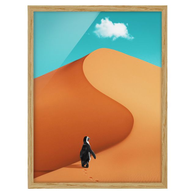 Wanddeko Esszimmer Wüste mit Pinguin
