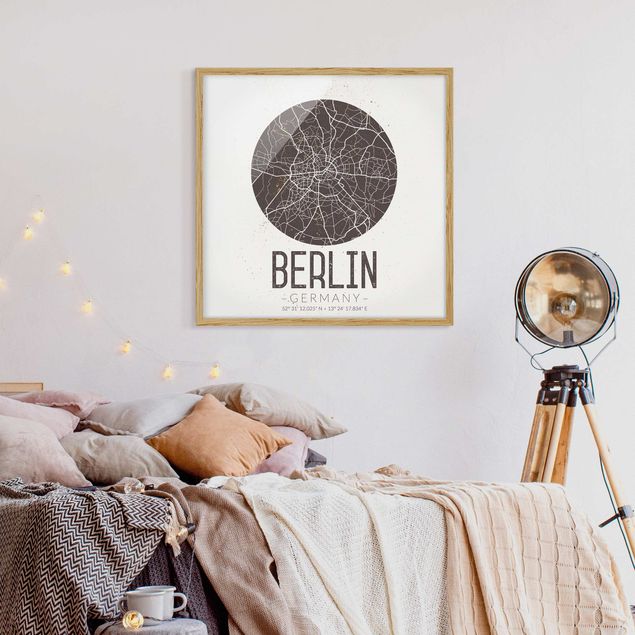 Wanddeko Wohnzimmer Stadtplan Berlin - Retro