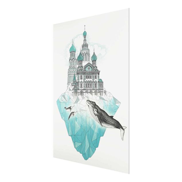 Wandbilder Katzen Illustration Kirche mit Kuppeln und Wal