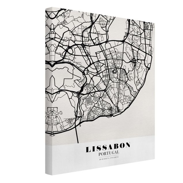 Wanddeko Esszimmer Stadtplan Lissabon - Klassik