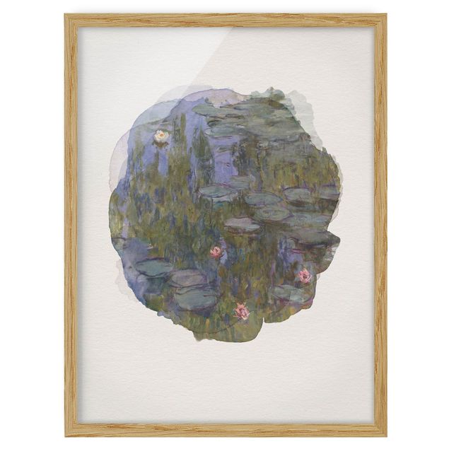 Wanddeko Botanik Wasserfarben - Claude Monet - Seerosen (Nympheas)