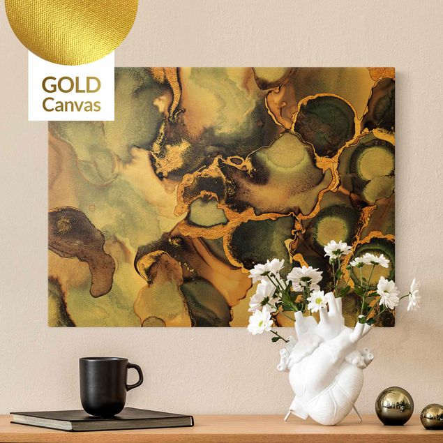 Wanddeko gold Marmor Aquarell mit Gold