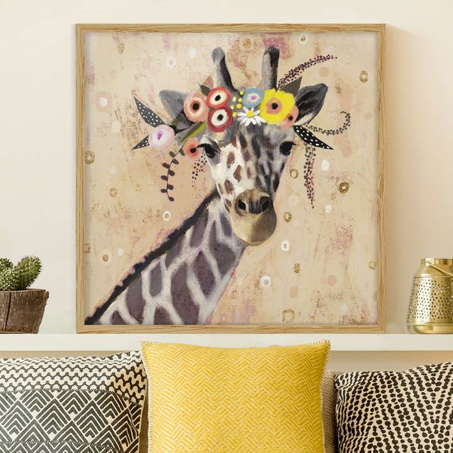 Wanddeko beige Klimt Giraffe