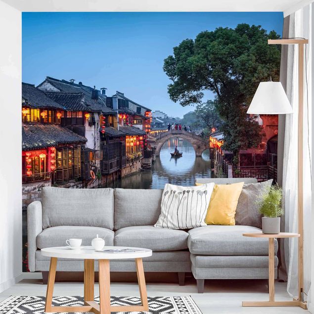 Wanddeko Wohnzimmer Abendstimmung in Xitang