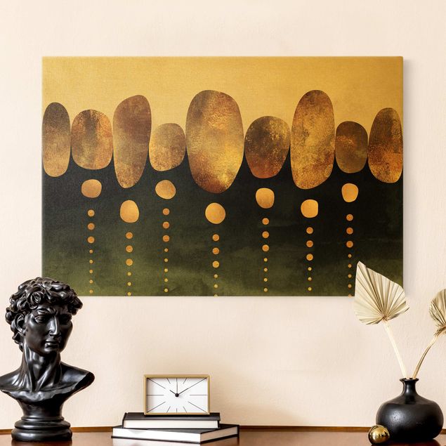Wanddeko Wohnzimmer Abstrakte goldene Steine