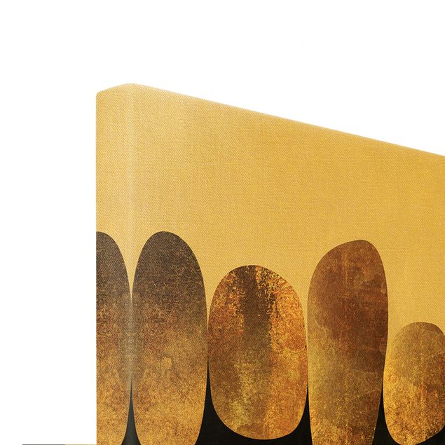 Wanddeko Treppenhaus Abstrakte goldene Steine