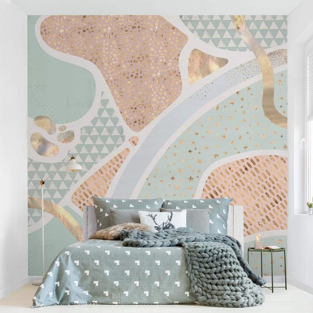 Wanddeko Schlafzimmer Abstrakte Seelandschaft Pastellmuster