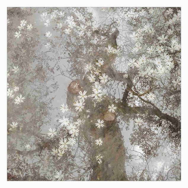 Wanddeko Esszimmer Abstrakter Baum mit Blüten