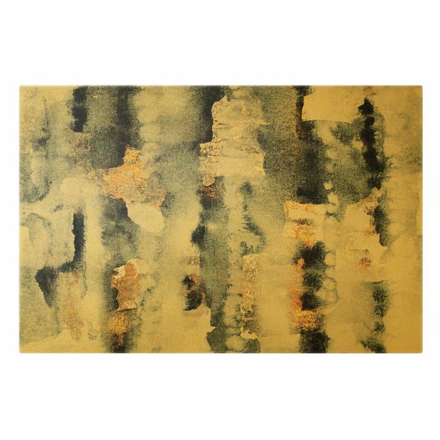 Wanddeko Esszimmer Abstraktes Aquarell mit Gold