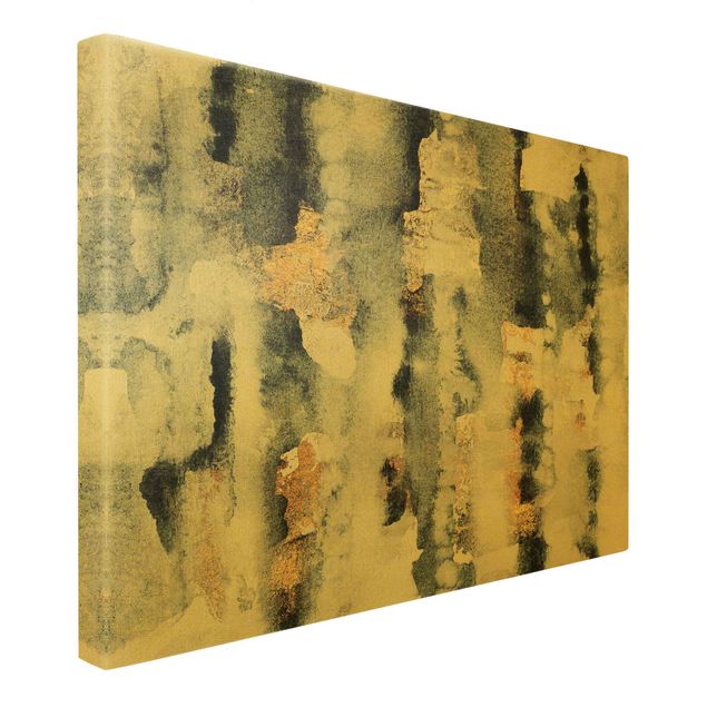 Wanddeko Büro Abstraktes Aquarell mit Gold