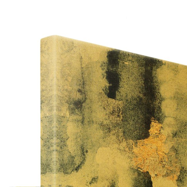 Wanddeko Treppenhaus Abstraktes Aquarell mit Gold
