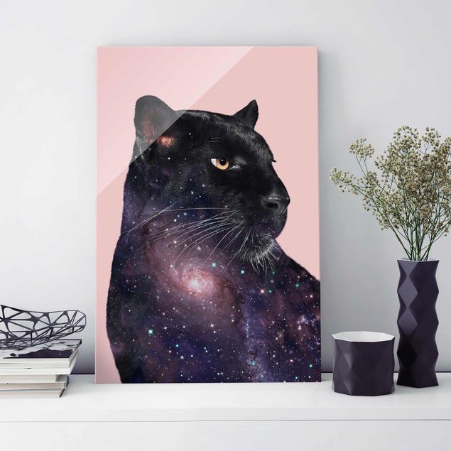 Wanddeko über Sofa Panther mit Galaxie