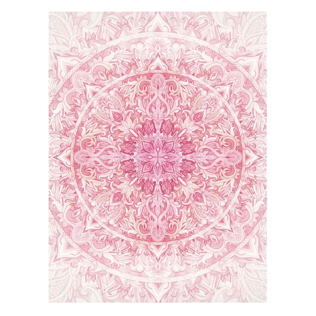 Wanddeko Büro Mandala Aquarell Sonne Ornament rosa