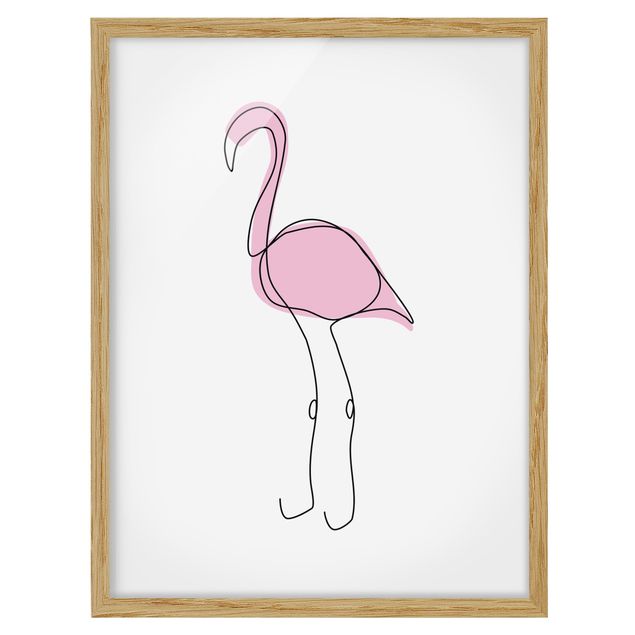Wanddeko Jungenzimmer Flamingo Line Art