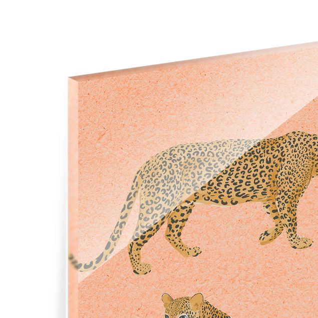 Wanddeko Jugendzimmer Illustration Leoparden Rosa Malerei