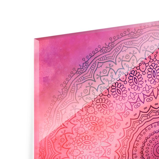 Wanddeko über Sofa Aquarell Mandala Pink Violett