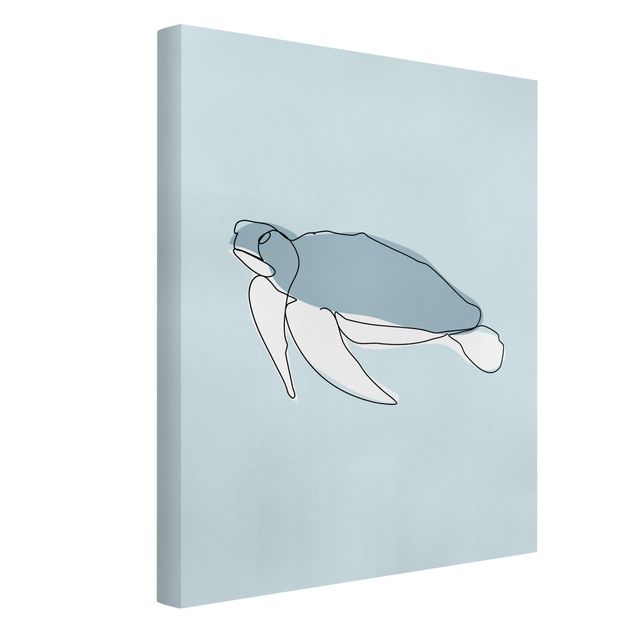 Leinwandbild Fisch Schildkröte Line Art