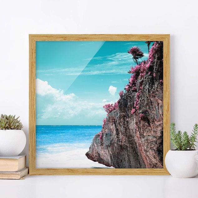 Strandbilder mit Rahmen Fels in Karibik