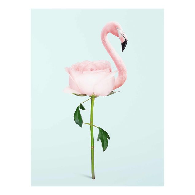 Deko Blume Flamingo mit Rose