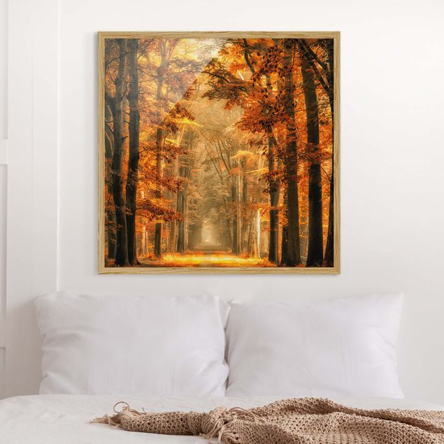 Wanddeko Schlafzimmer Märchenwald im Herbst
