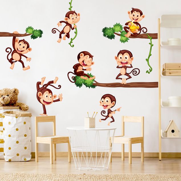 Wandtattoo Affen Affenfamilie