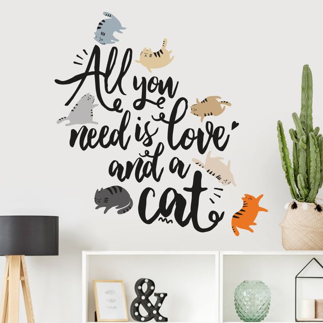 Wanddeko Schlafzimmer All you need is love and a cat