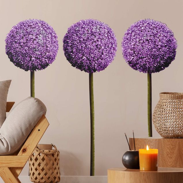 Wanddeko Schlafzimmer Allium Kugel-Blüten 3er Set
