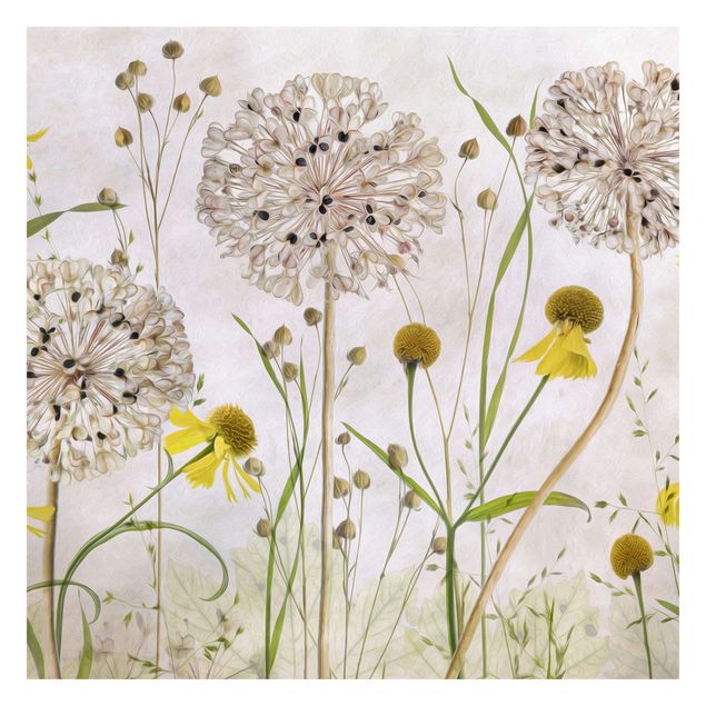 Wanddeko Flur Allium und Helenium Illustration