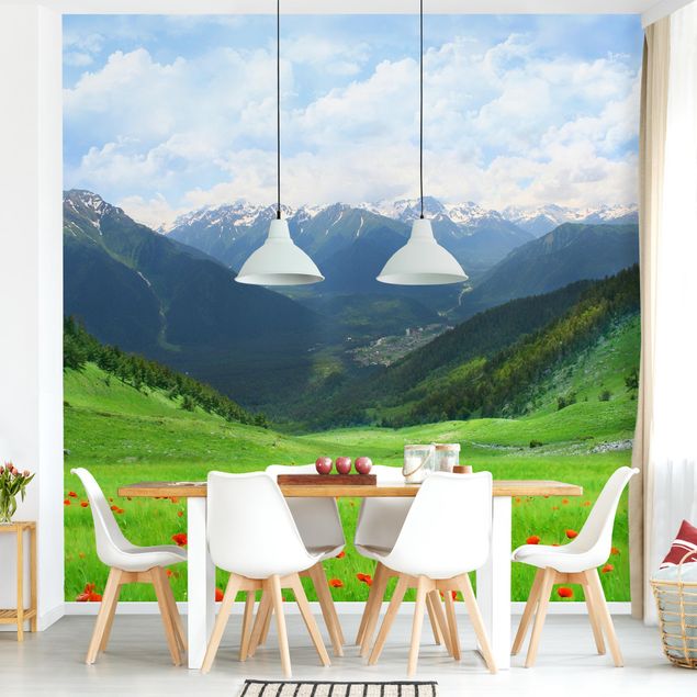 Wanddeko Wohnzimmer Alpenwiese
