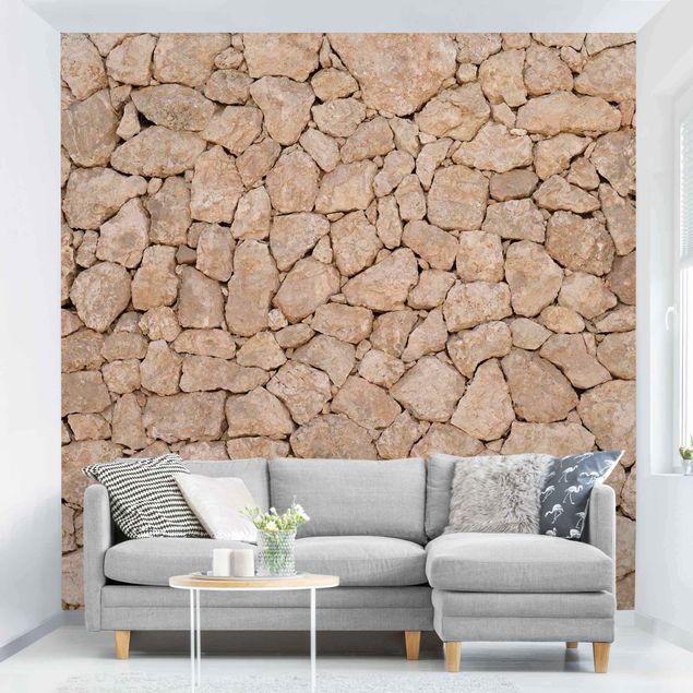 Fototapete Naturstein Apulia Stone Wall - Alte Steinmauer aus großen Steinen
