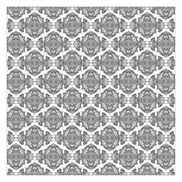 Wanddeko Esszimmer Aquarell Barock Muster mit Ornamenten in Grau
