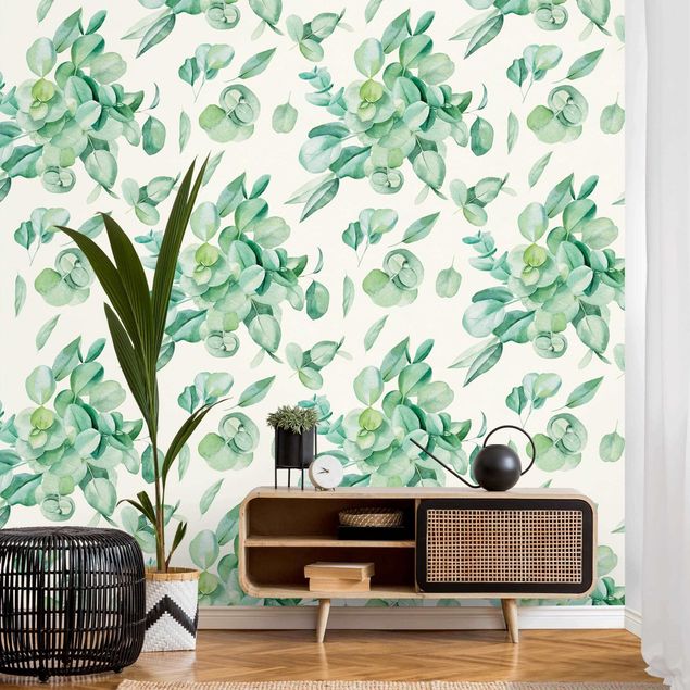 Wanddeko Schlafzimmer Aquarell Eukalyptusbouquet Muster