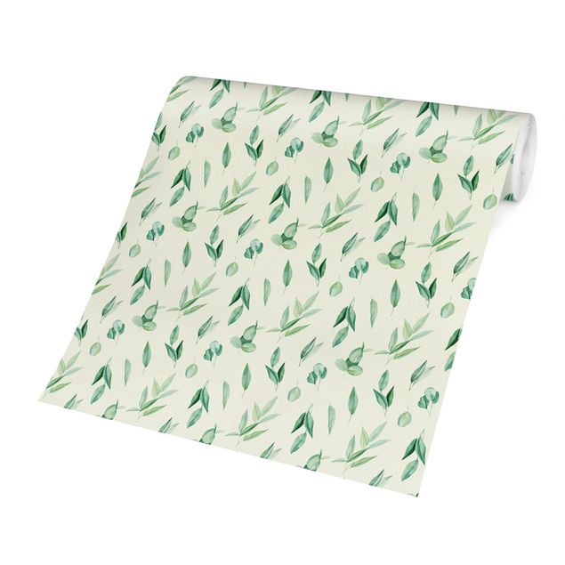 Wanddeko grün Aquarell Eukalyptuszweige Muster