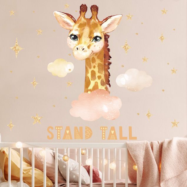 Wanddeko gelb Aquarell Giraffe - Stand tall
