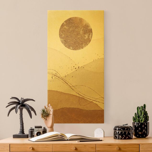 Wanddeko über Sofa Aquarell Landschaft Sonnensturm