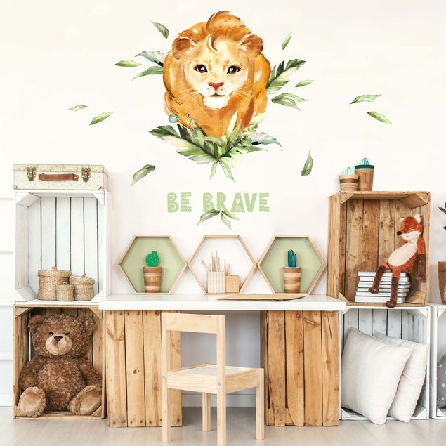 Wanddeko Babyzimmer Aquarell Löwe - Be brave