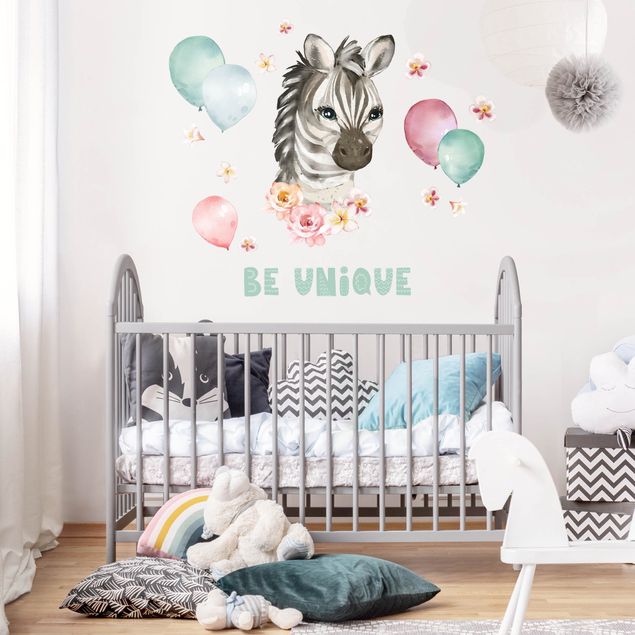 Wanddeko Babyzimmer Aquarell Zebra - Be unique