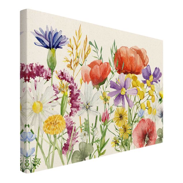 Wanddeko über Sofa Aquarellierte Blumen