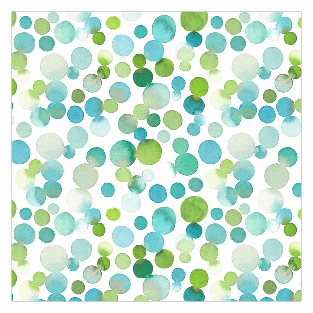 Wanddeko grün Aquarellpunkte Konfetti in Blaugrün