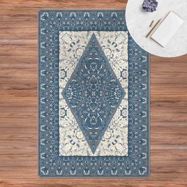 Wanddeko Schlafzimmer Arabischer Teppich in blau