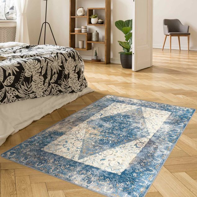 Wanddeko Flur Arabischer Teppich in blau Vintage