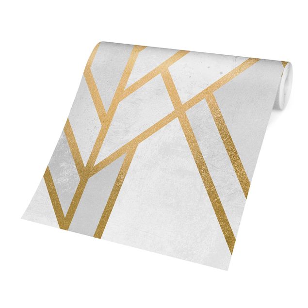 Wanddeko Flur Art Deco Geometrie Weiß Gold
