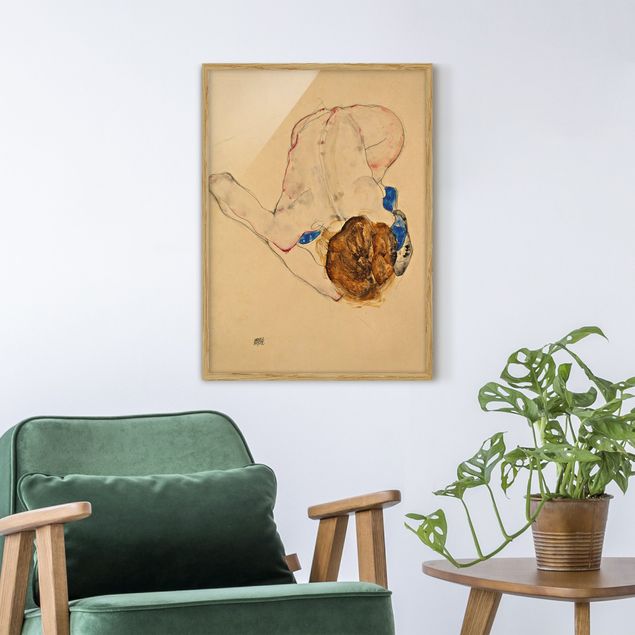 Wanddeko Wohnzimmer Egon Schiele - Nach vorne gebeugter Akt