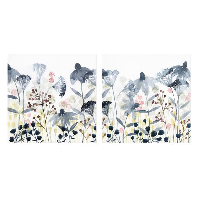 Wanddeko Esszimmer Wildblumen Aquarell Set I