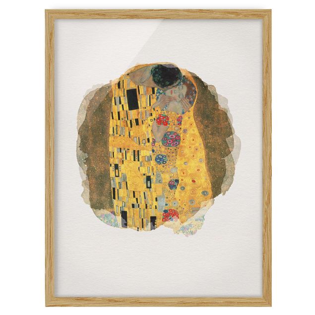 Wanddeko Schlafzimmer Wasserfarben - Gustav Klimt - Der Kuss