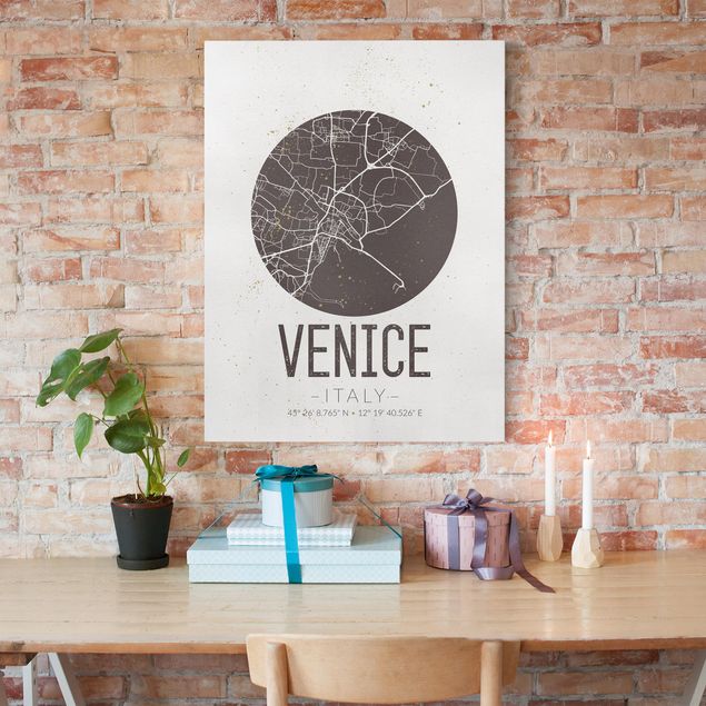 Wanddeko Wohnzimmer Stadtplan Venice - Retro