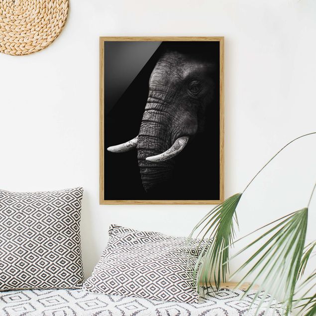 Wanddeko Wohnzimmer Dunkles Elefanten Portrait
